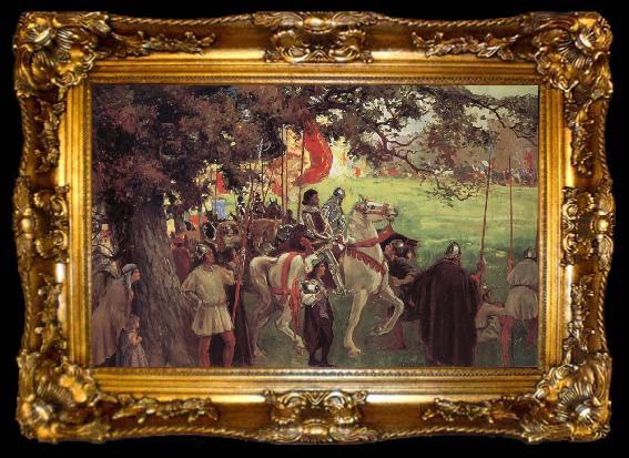 framed  George Edmund Butler Knights Assembling, out of The White company of Arthur Conan Doyle, ta009-2